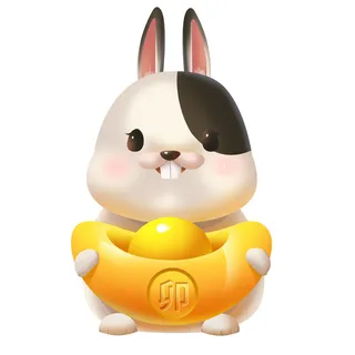 手绘2023兔年新年卡通兔子形象IP插画元素PSD设计素材png图案