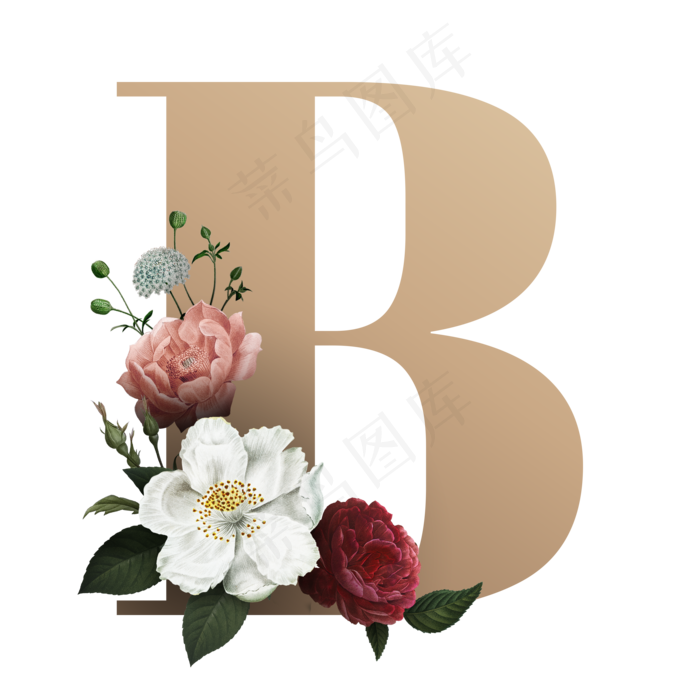 经典优雅花卉字母