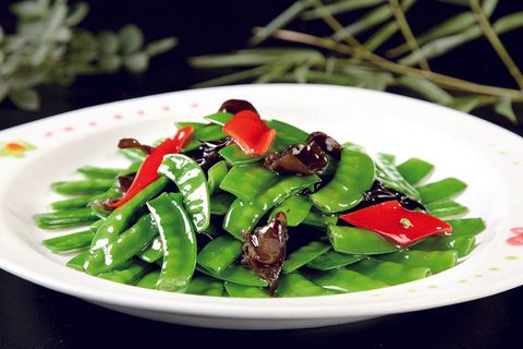 四季豆炒木耳摄影清晰图片