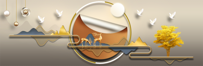 抽象麋鹿山水装饰画