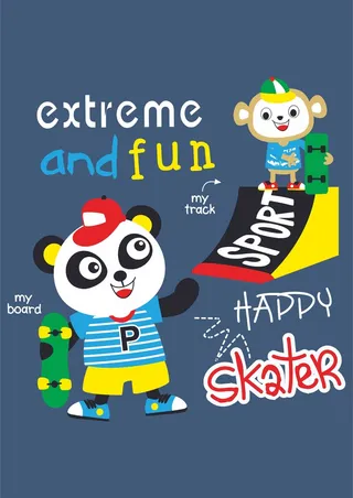 小动物滑板场猴子熊猫