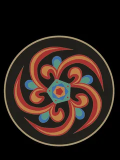 复古中式国潮风敦煌花纹装饰图案花卉藻井肌理圆形边框素材