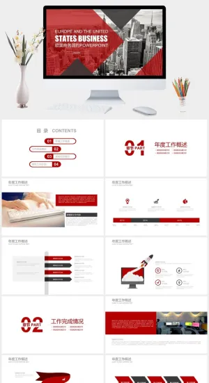 欧美商务风工作汇报PPT模板预览图