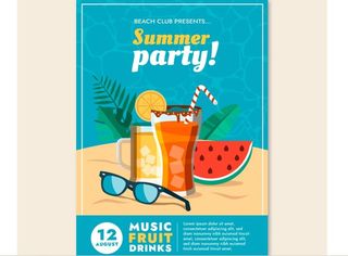 夏日派对手绘海报