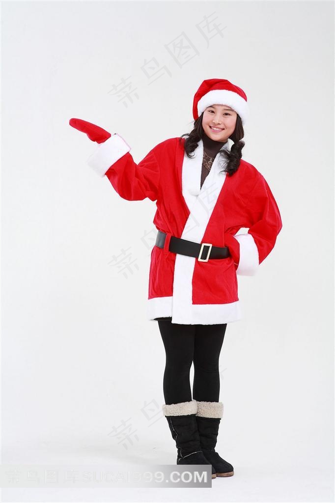 叉腰手抬起微笑的圣诞宝贝