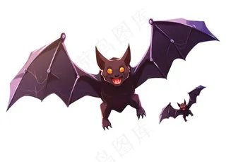 蝙蝠万圣节恐怖插画免抠