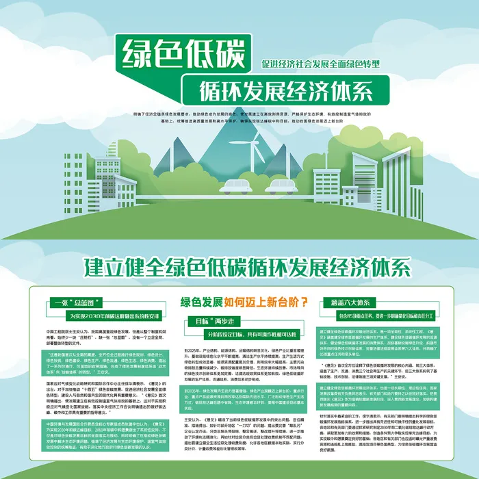 绿色低碳循环发展环保宣传海报psd模版下载