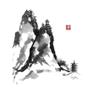 山水画素材中国风水墨画素材元素中国画