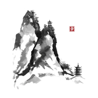 山水画素材中国风水墨画素材元素中国画