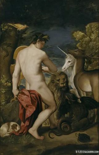 裸体男士独角兽装饰画挂画