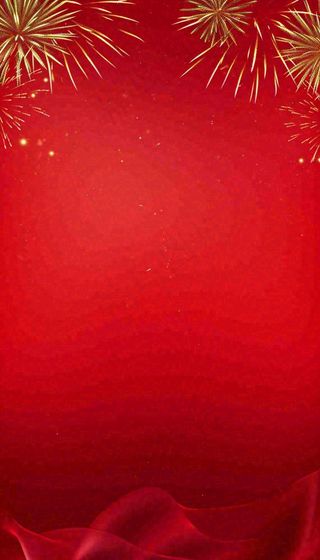 中国红喜庆烟花丝绸丝带，节日背景