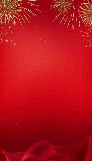 中国红喜庆烟花丝绸丝带，节日背景