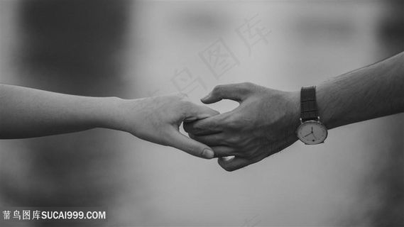 黑白手牵手图片