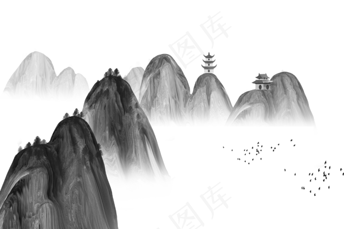 水墨山水素材  