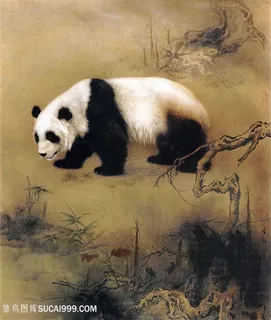 工笔国宝熊猫图片