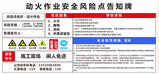 动火作业安全风险告知牌