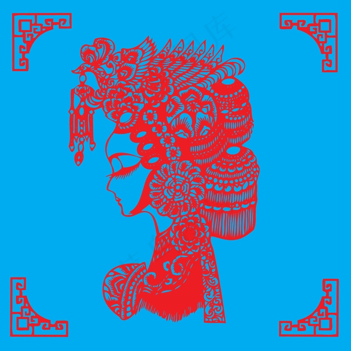 脸谱剪纸 剪纸风元素