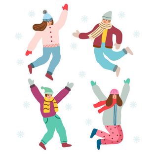 冬天服饰服装冬装穿冬装保暖冬季卡通人物男女装Ai矢量图片素材