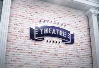 石头背景墙logo样机模板