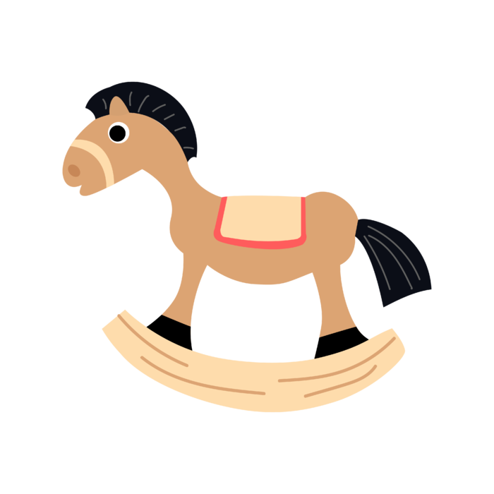 木马玩具剪贴画儿童节幼儿园插画