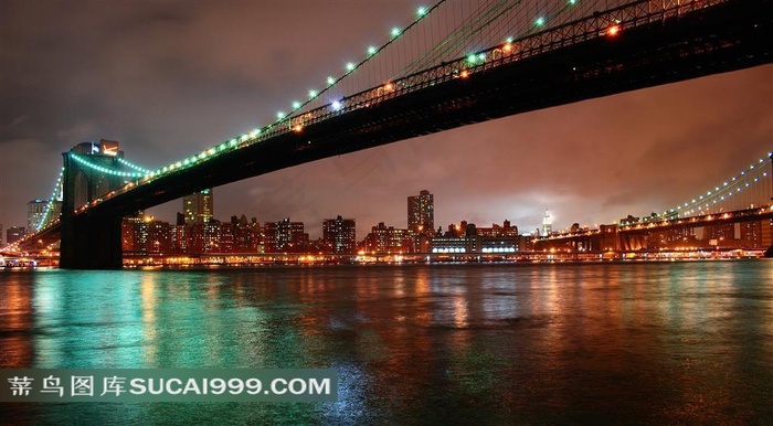 纽约布鲁克林大桥夜景