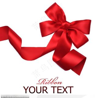 礼品盒装饰大红色绸带蝴蝶结特写