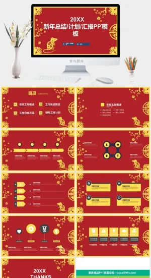计划
红色营销中国风PPT模板预览图