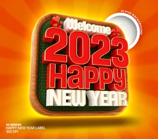 新年快乐2023数字橙色背景