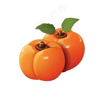 柿子水果秋卡通插画免抠