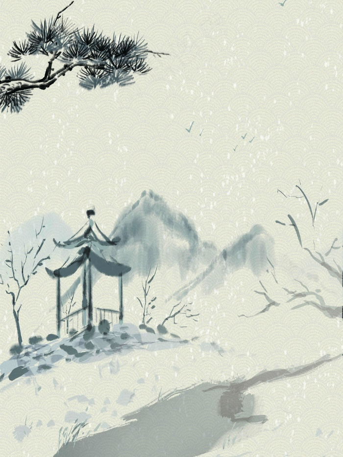 古风简约底板psd模版下载