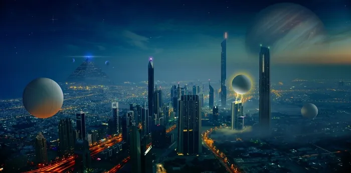 元宇宙世界风景天空背景墙