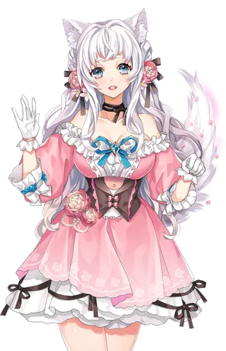 猫咪女孩卡通素材简笔