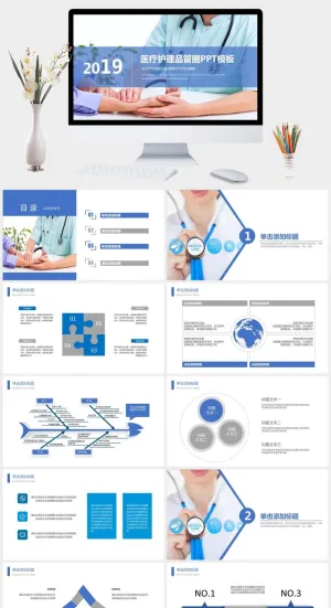 医疗护理品管圈医学工作总结PPT模板预览图