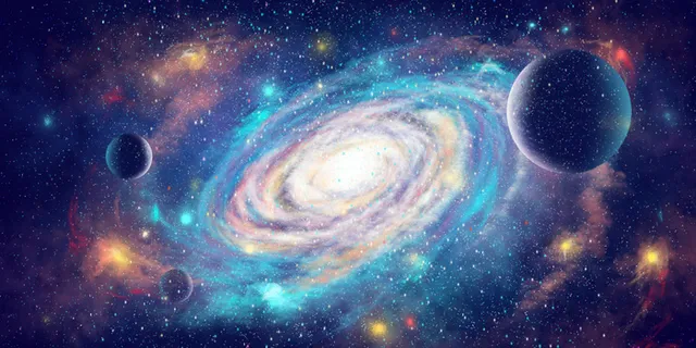 唯美银河星球太空宇宙中心插画背景 唯美银河星球太空宇宙中心插画背景