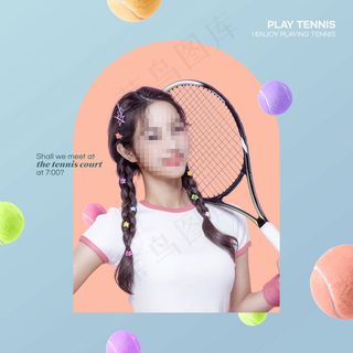 创意清新网球美女运动体育海报背景