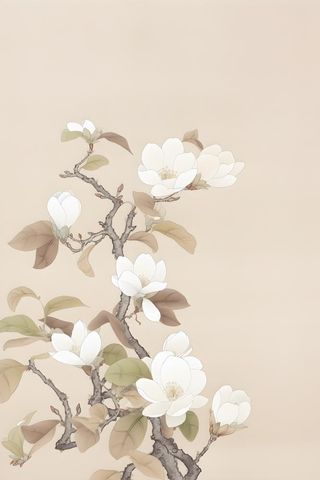 花朵白色国风简约背景