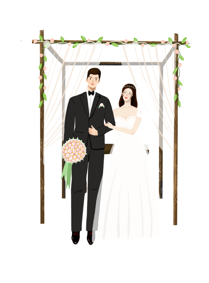 婚纱卡通人物婚礼白纱结婚婚纱摄影手绘