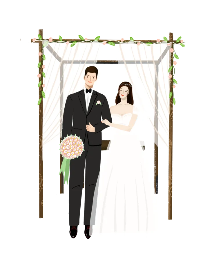 婚纱卡通人物婚礼白纱结婚婚纱摄影手绘