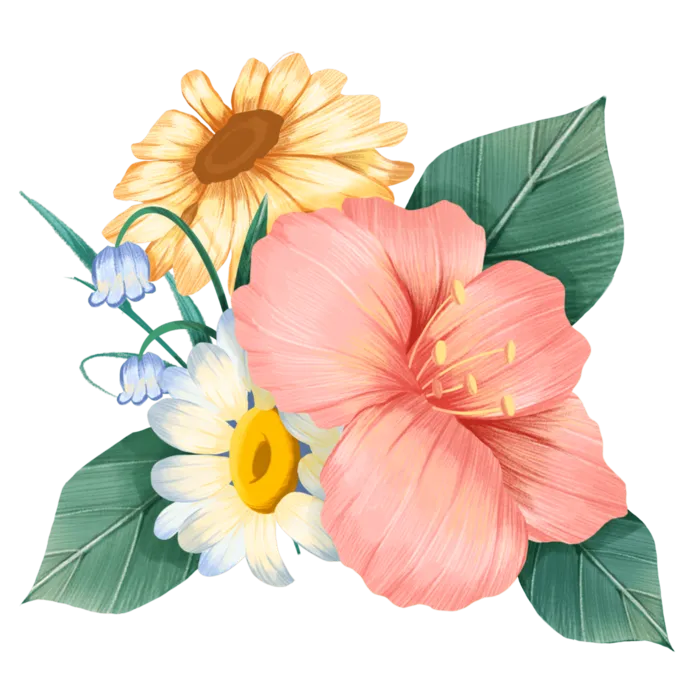 免抠水彩风粉色花朵图片