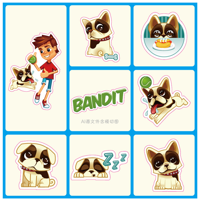 卡通动物不干胶标签贴纸