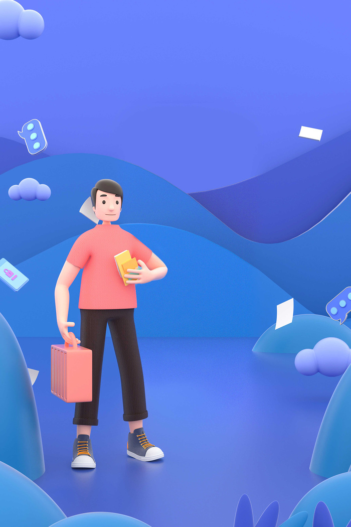 C4D蓝色3d商务人物