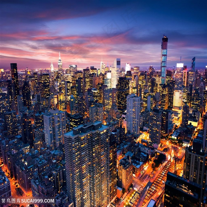 繁华都市高楼大厦夜景高清图片