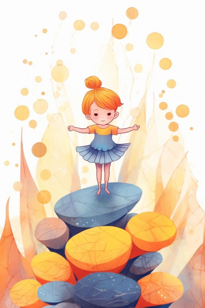 舞蹈可爱女孩插画背景(896x1344)