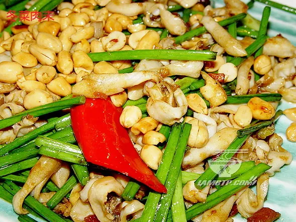 韭菜炒花生美食元素菜品psd模版下载