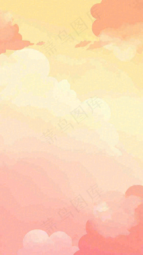 粉黄色渐变温暖云层白云可爱插画手绘