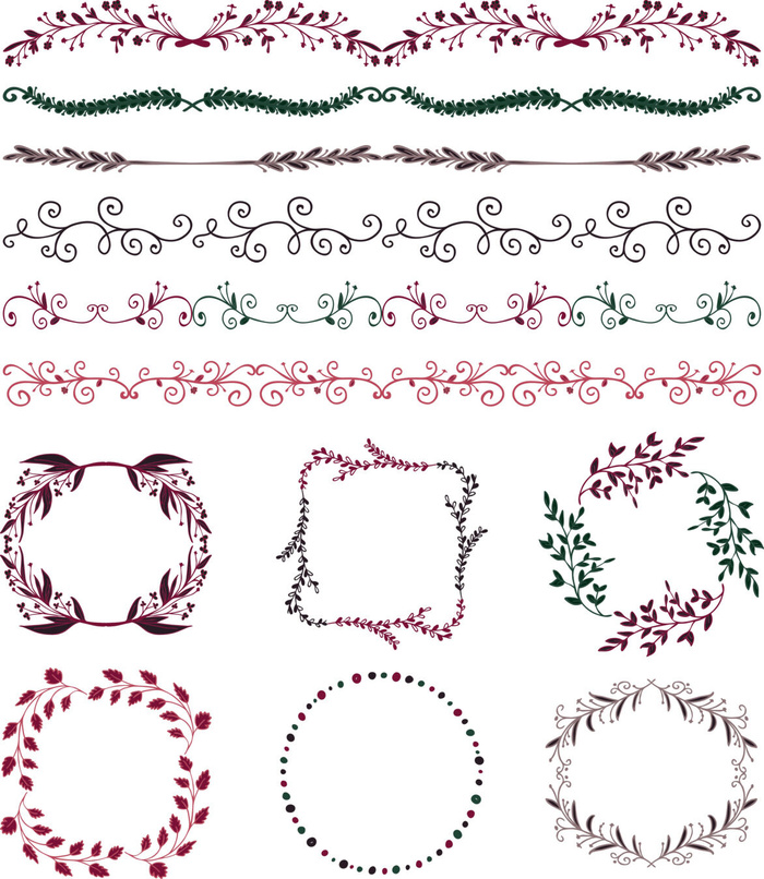 欧式复古线条边框花纹AI矢量LOGO角框花边分割线设计PSD卡片素材