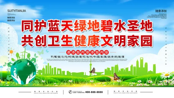爱国卫生月爱卫生绿色环保卫生城市宣传栏海报设计PS素材
