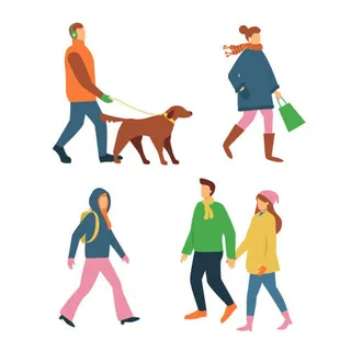 冬天服饰服装冬装穿冬装保暖冬季卡通人物男女装Ai矢量图片素材