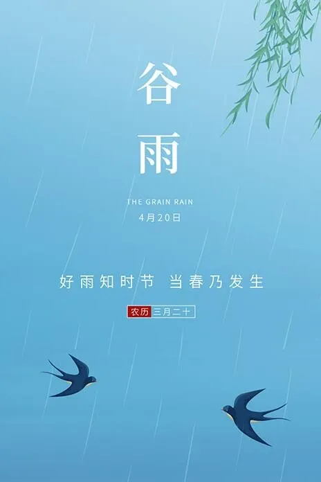 24节气谷雨海报psd模版下载
