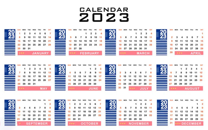 2023日历 2023年挂历 兔年日历 ai矢量模版下载